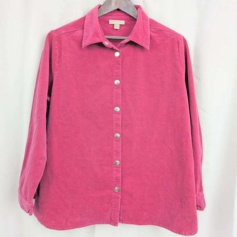 Pink Corduroy Snap Button Top Large